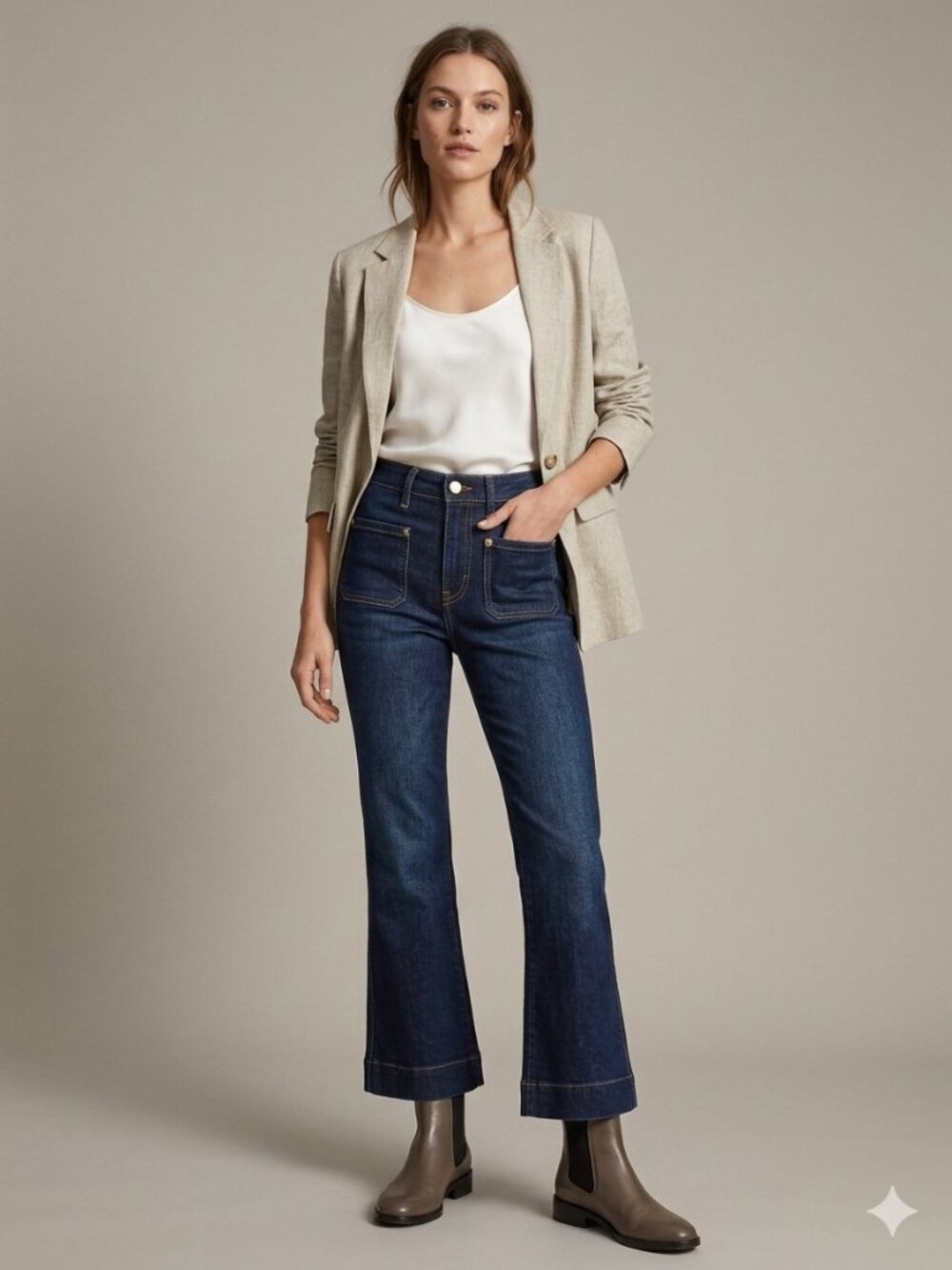 KHAITE Raquel Cropped Boot Cut Jeans Size 25 / 26" Waist